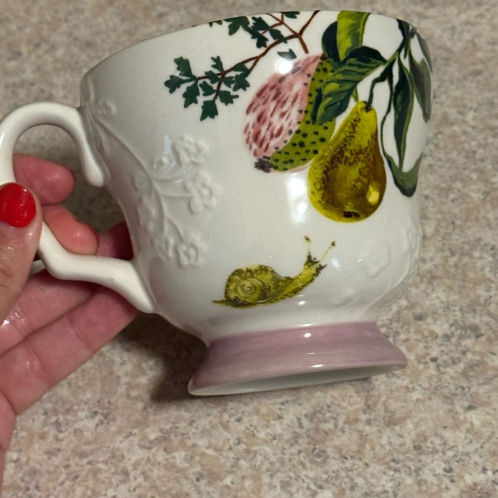 Anthropologie Floral Mug with Pink Base - Picture 5 of 5